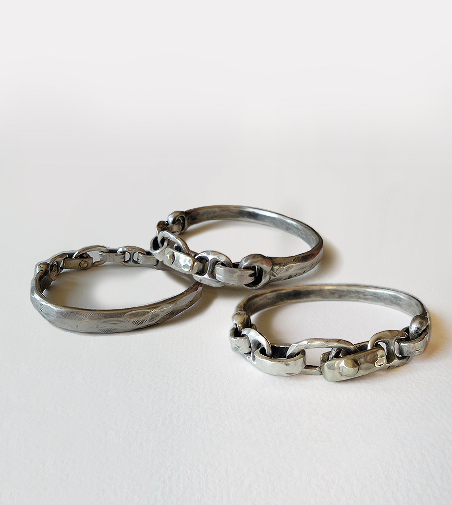 Hand-Carved Silver Anchor Link Cuff