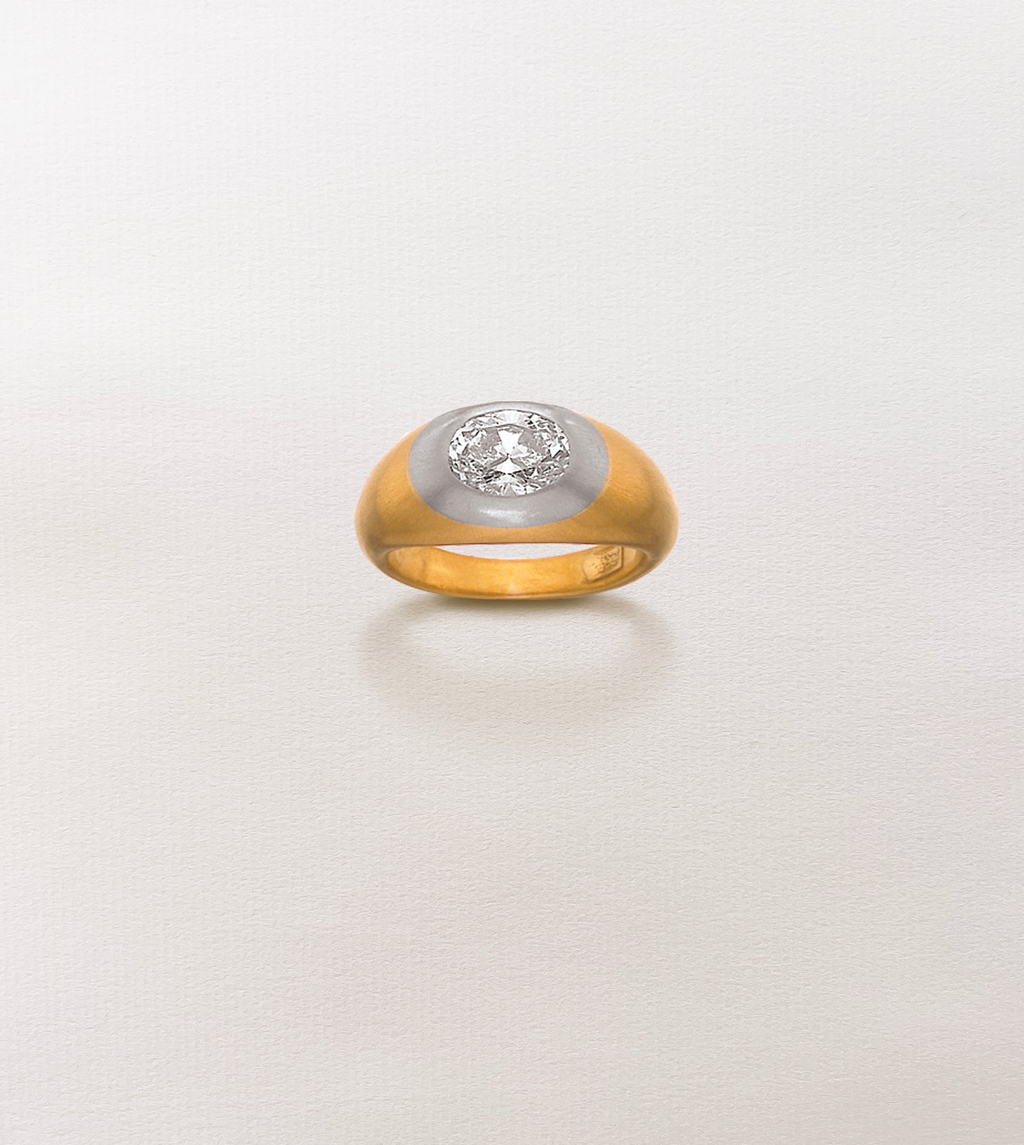 Domed Diamond Signet Ring