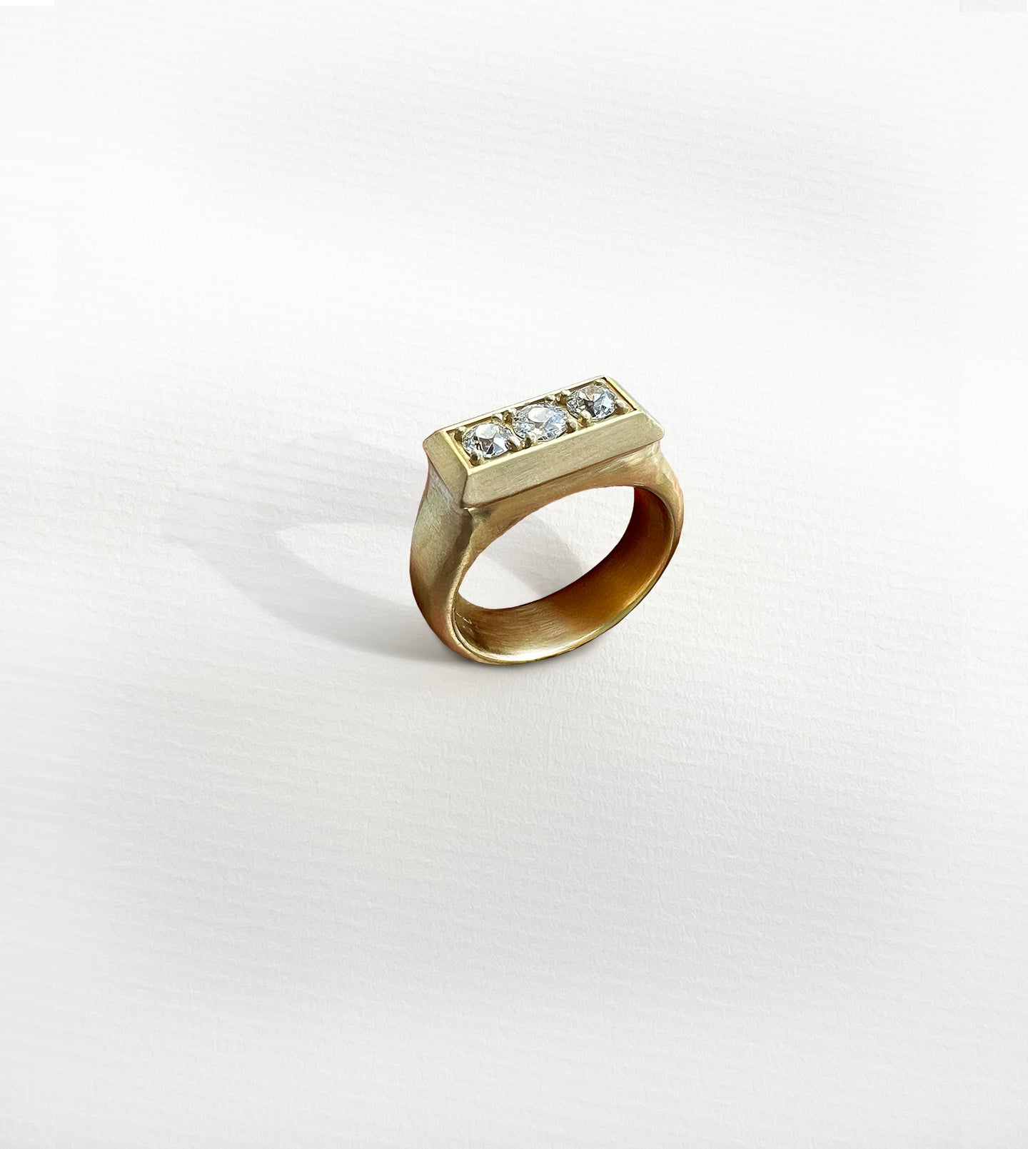 Sculptural Gold Ring with Diamonds