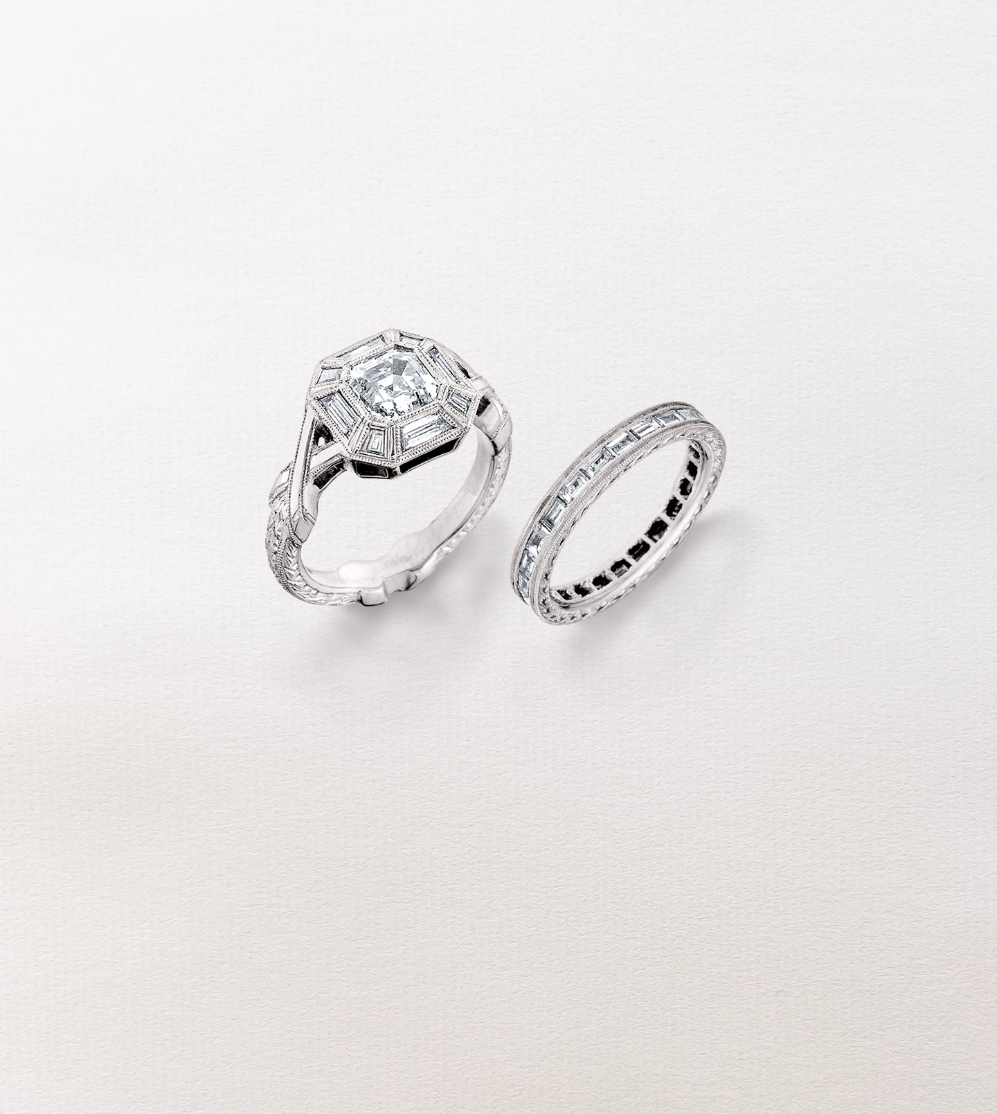 Asscher Diamond Ribbon Ring