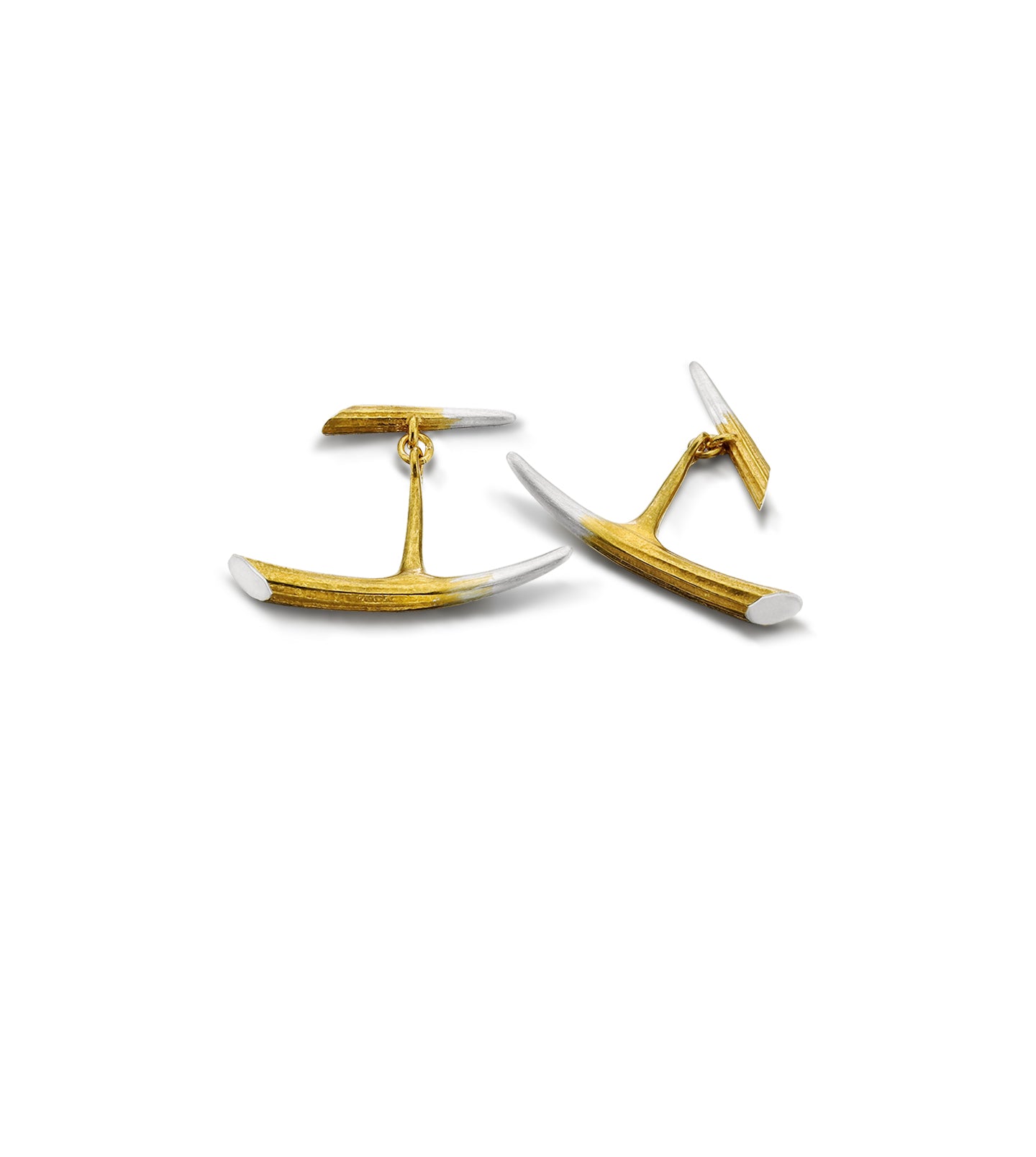Sterling Silver Tusk Shell Cufflinks with Gold-Plated Accents