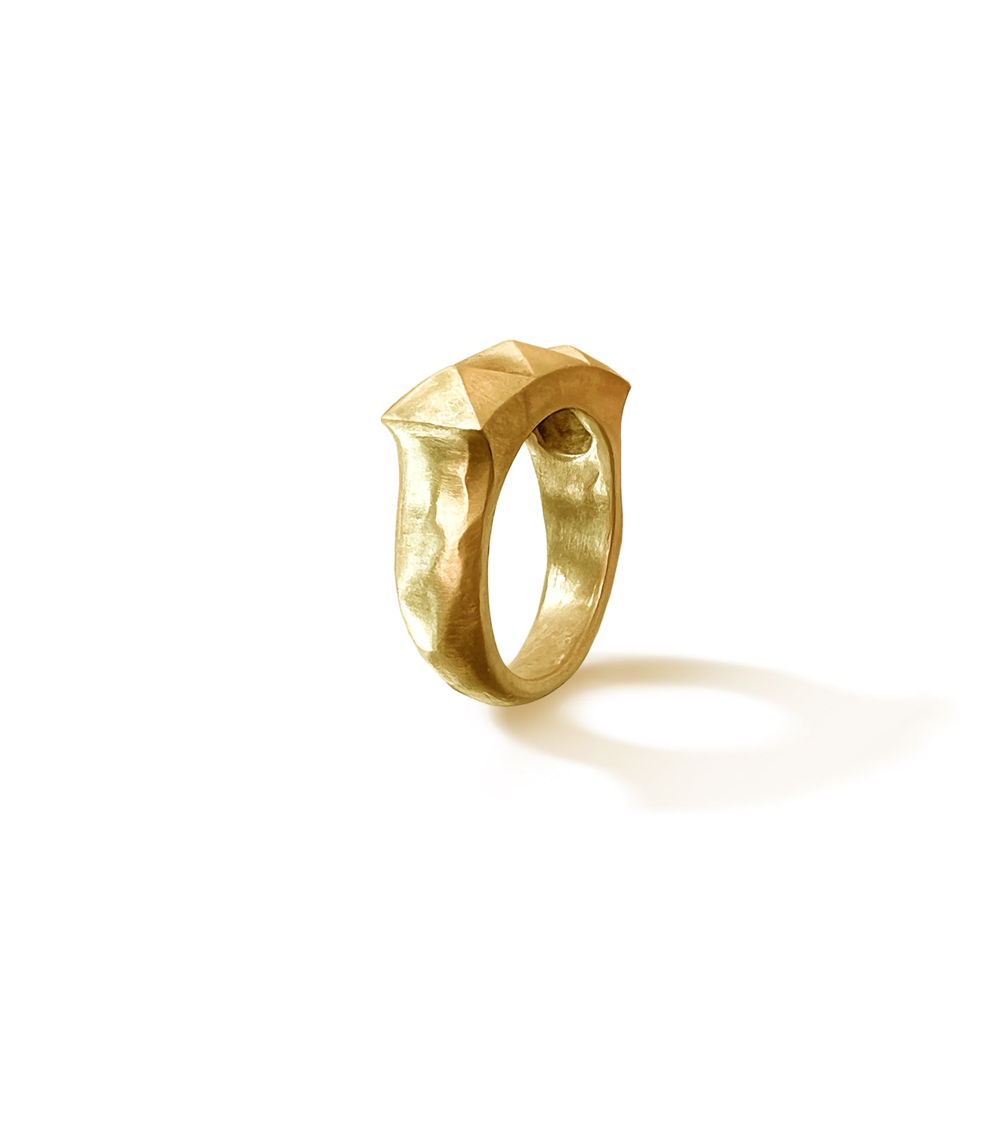 Hammered Punk Stud Ring – Solid Gold