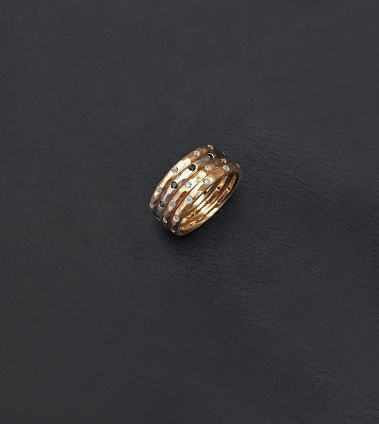 Hand-Carved Stacking Diamond Rings
