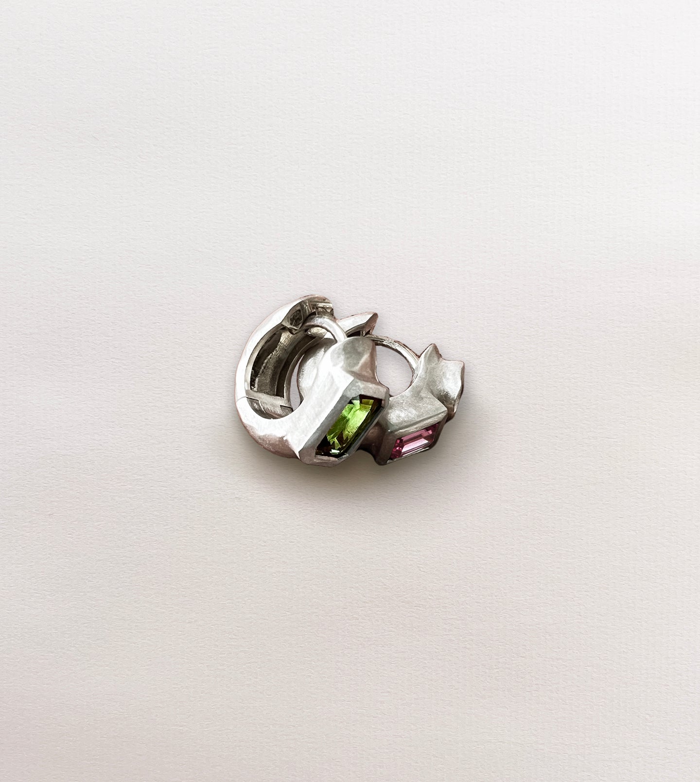 Asymmetric Tourmaline Huggies