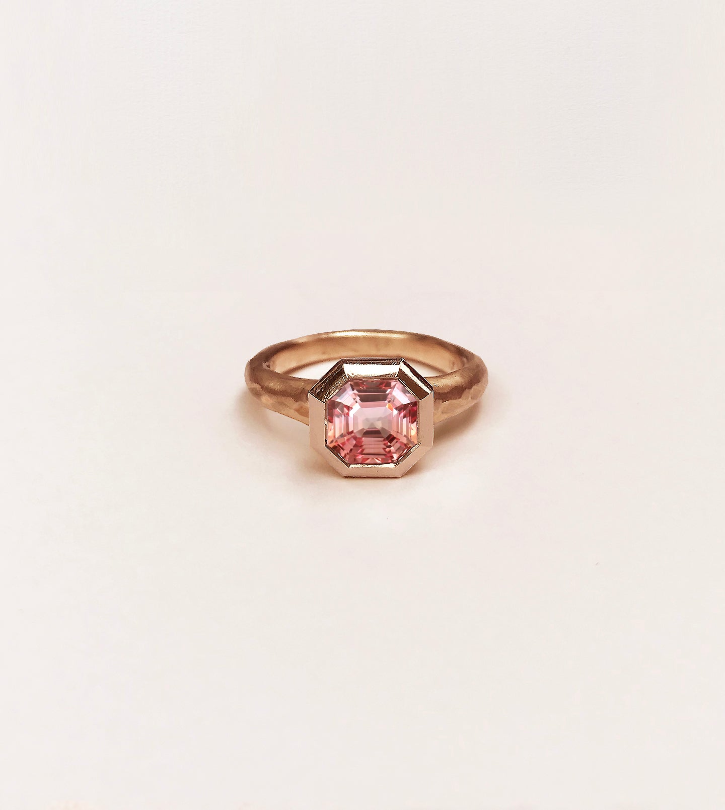 Rose Gold Peach Sapphire Ring