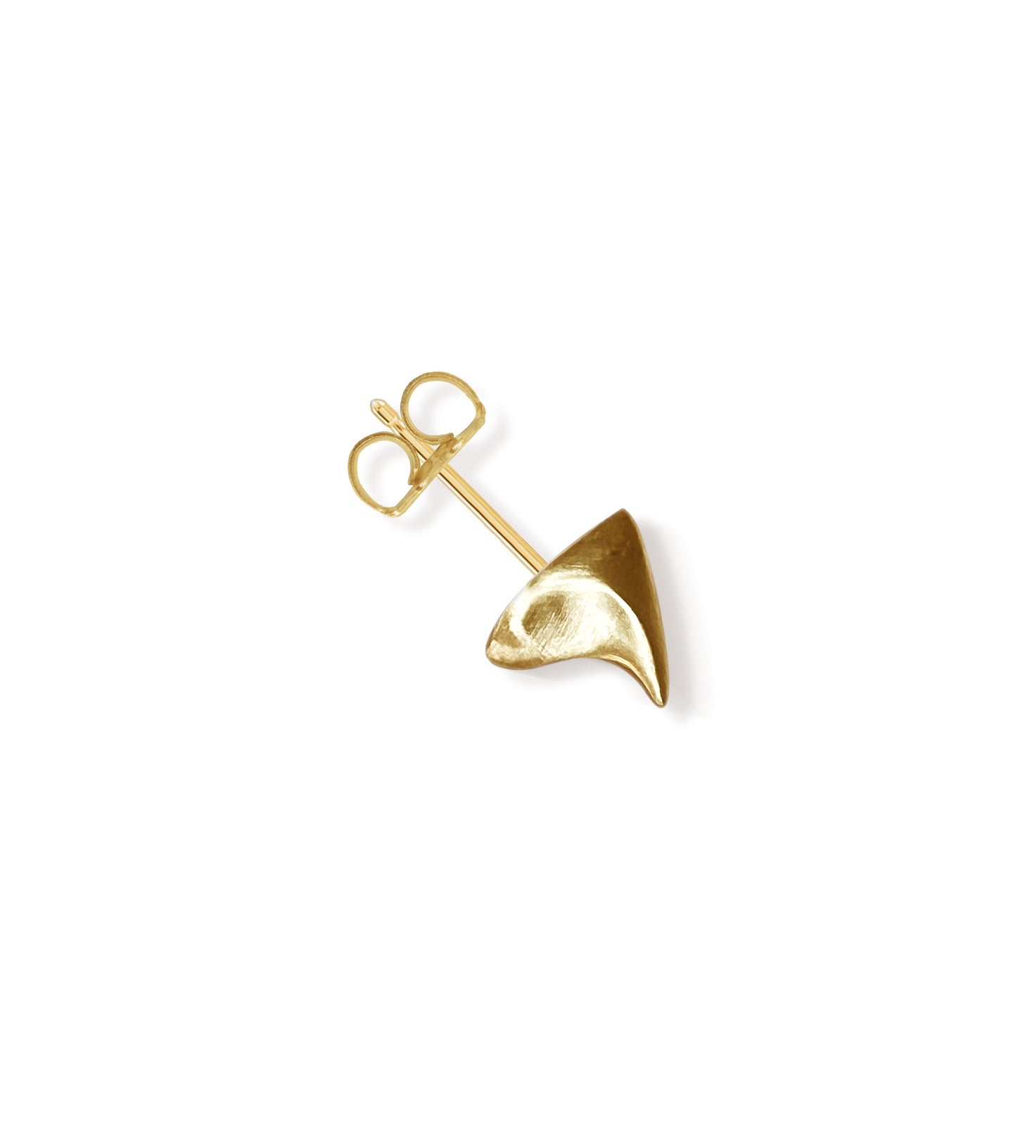 Mini brushed yellow gold rose thorn stud earring