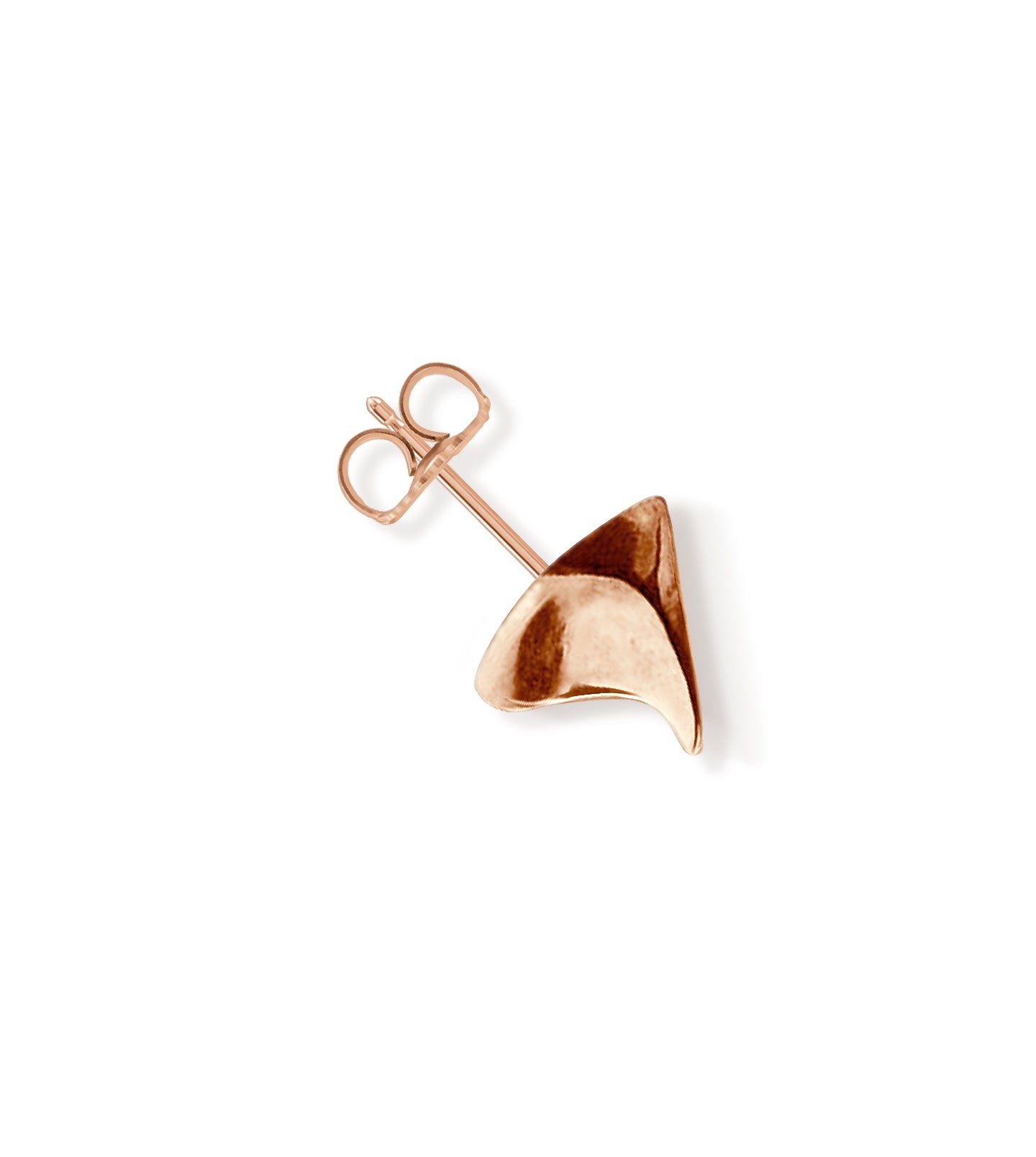 High shine finish rose gold rose thorn stud earring
