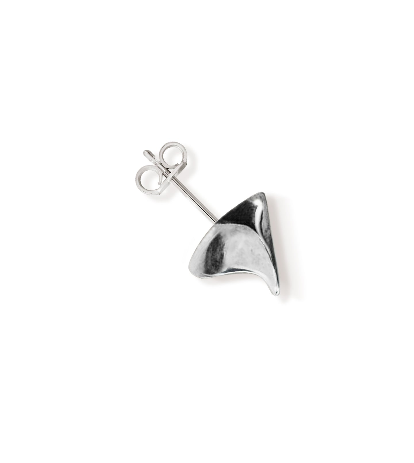 High shine finish sterling silver rose thorn stud