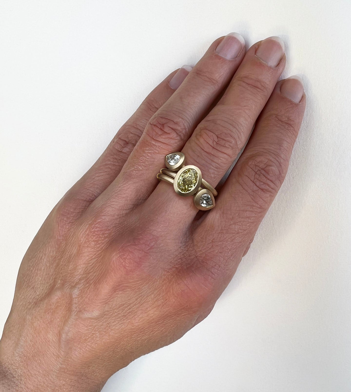 Yellow & White Diamond Stacking Rings