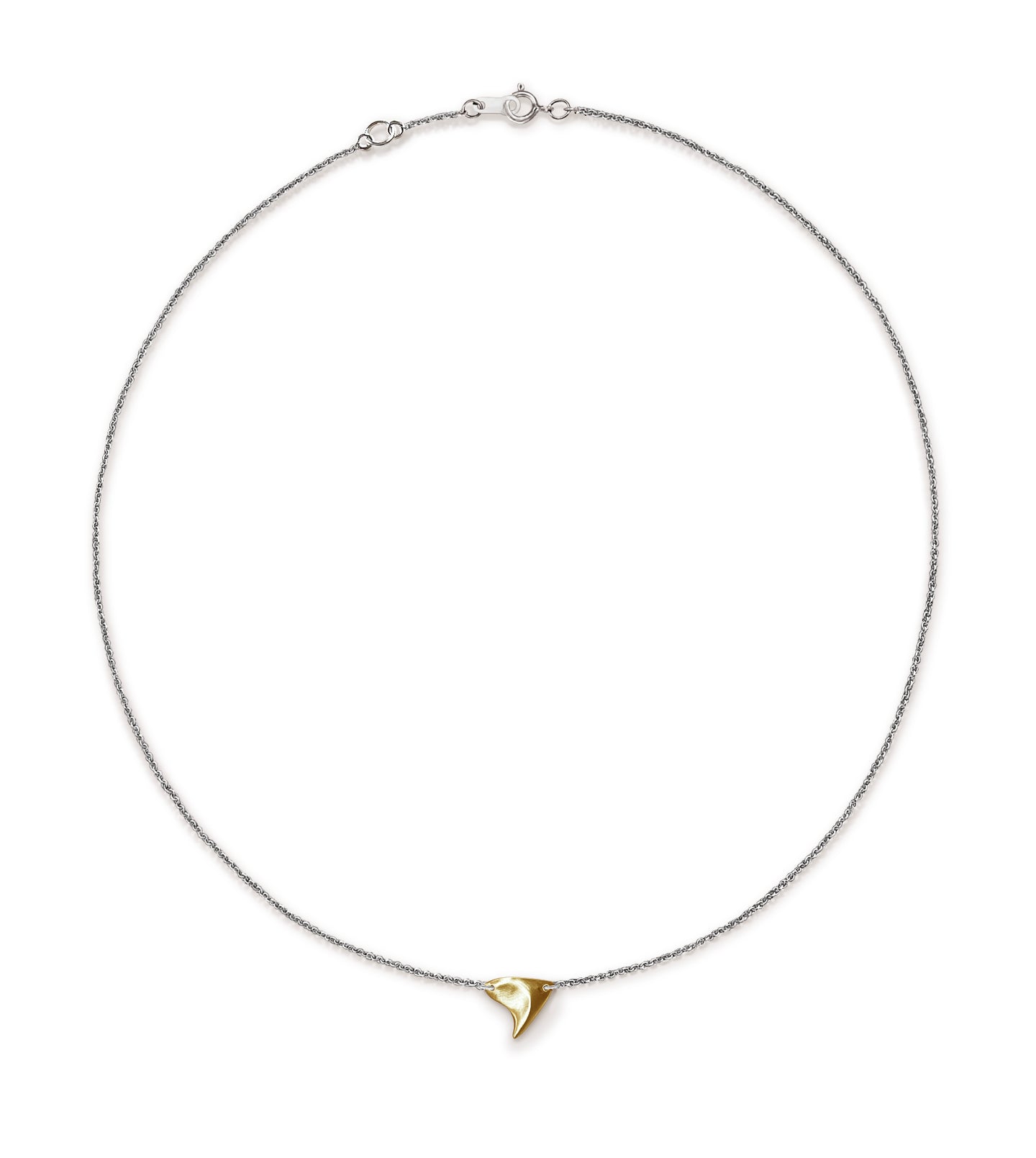 Yellow gold brushed finish rose thorn on sterling silver chain
