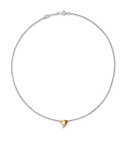Yellow gold brushed finish rose thorn on sterling silver chain