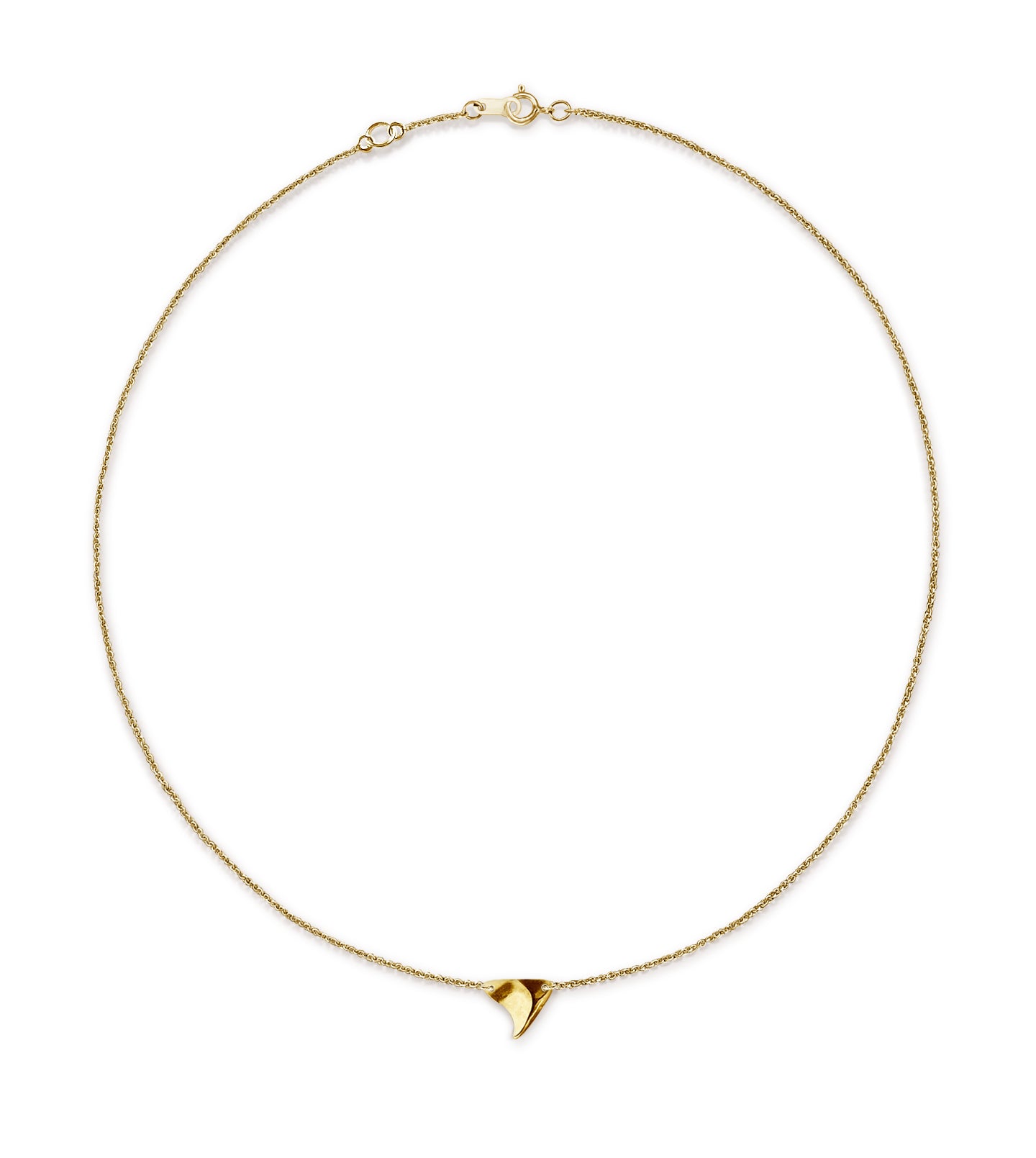Yellow gold shiny finish rose thorn on yellow gold chain