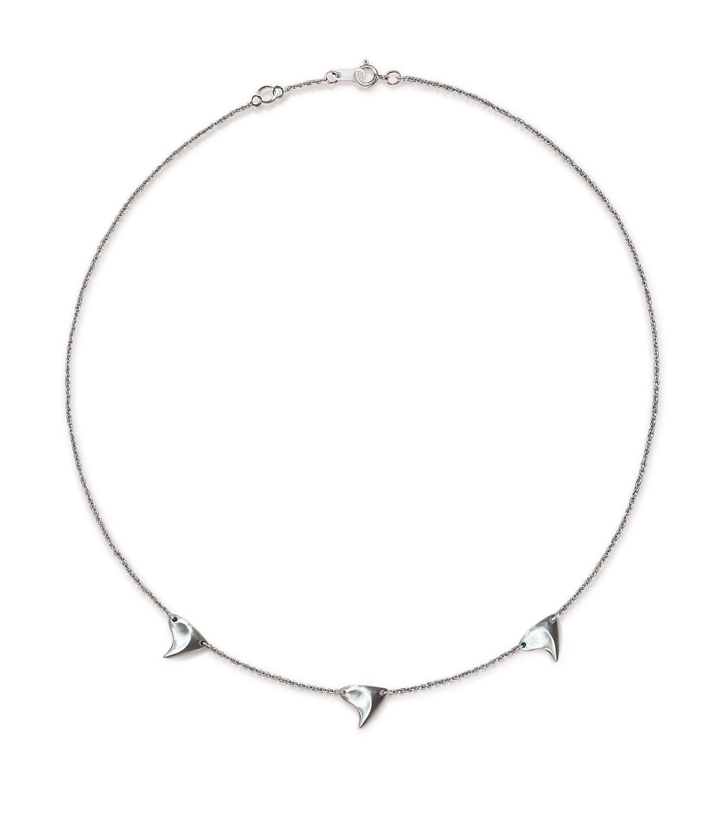 Sterling silver brushed finish triple rose thorn necklace