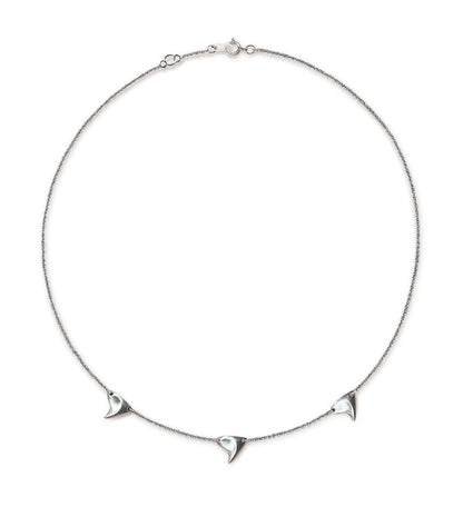 Sterling silver brushed finish triple rose thorn necklace