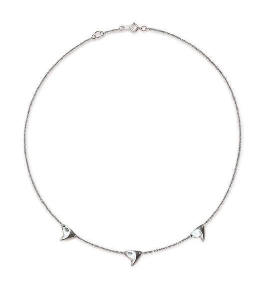 Sterling silver brushed finish triple rose thorn necklace