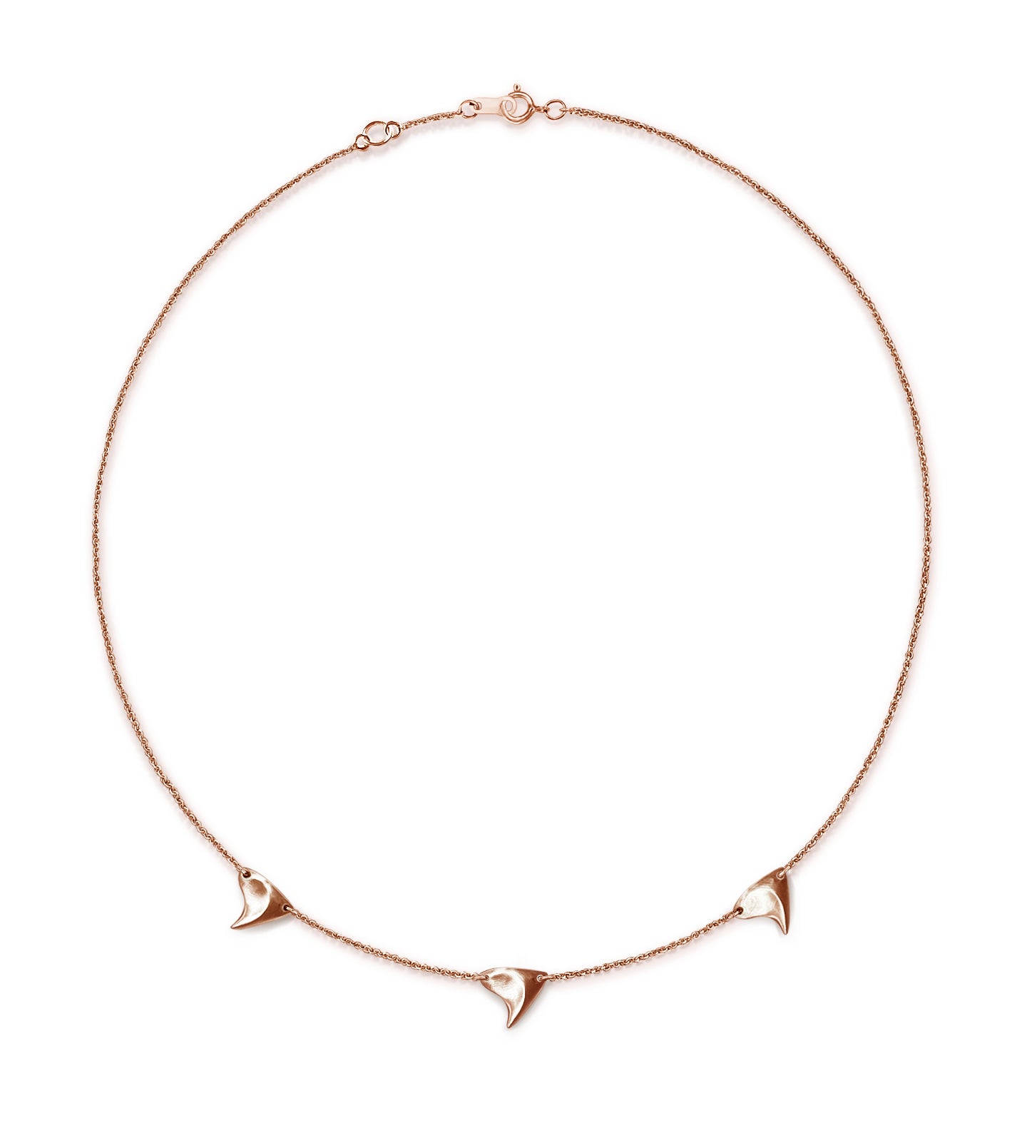 Rose gold brushed finish triple rose thorns on rose gold chain