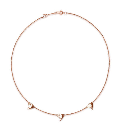 Rose gold brushed finish triple rose thorns on rose gold chain