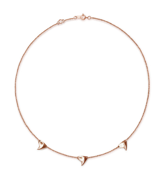 Rose gold brushed finish triple rose thorns on rose gold chain