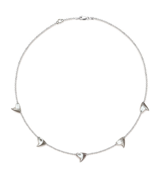 Brushed finish sterling silver five thorn necklace