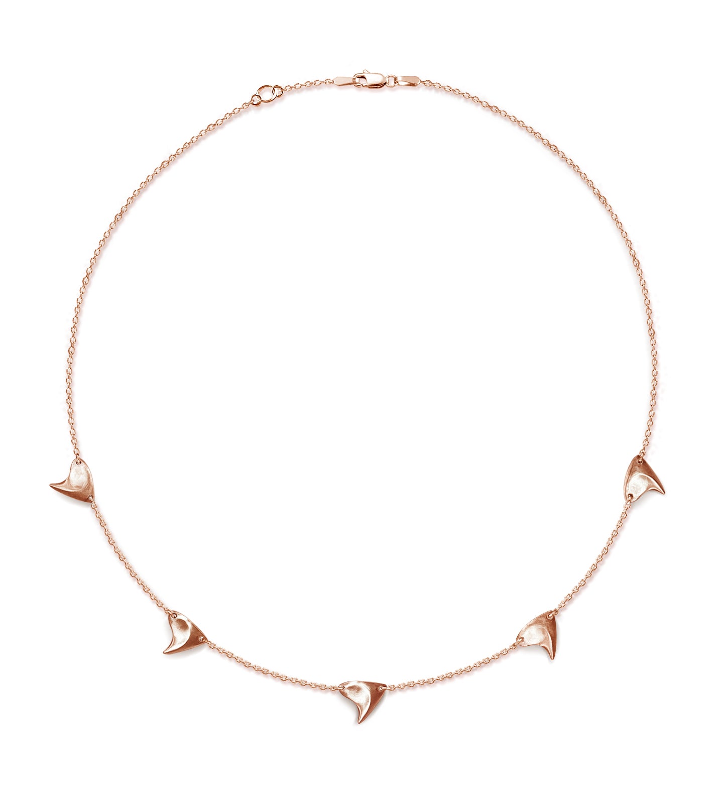 Rose gold five thorn necklace, brushed finish