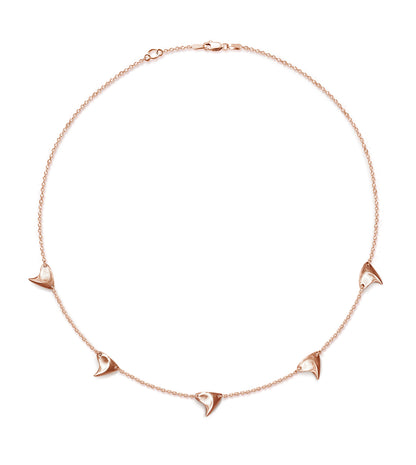 Rose gold five thorn necklace, brushed finish