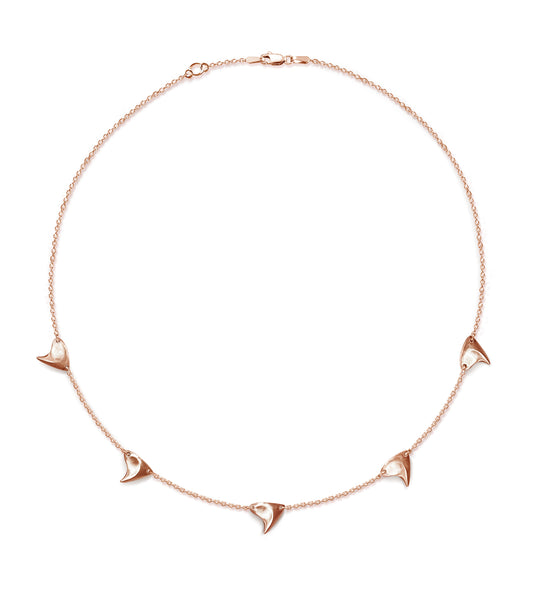 Rose gold five thorn necklace, brushed finish