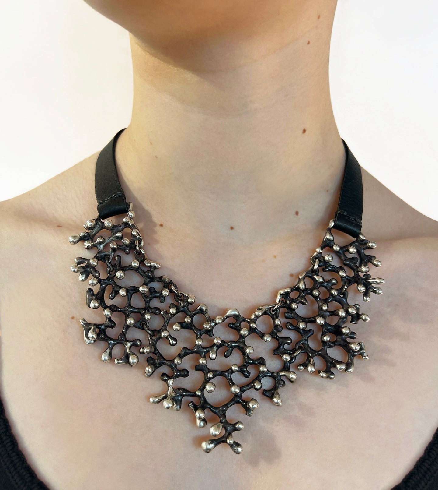 Black Coral Bib Necklace