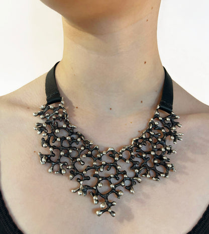 Black Coral Bib Necklace