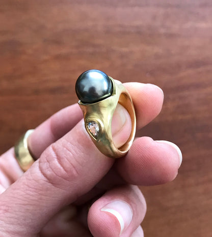 Custom Tahitian Pearl Cocktail Ring