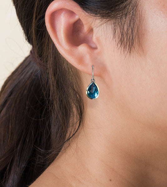 Blue Topaz Pear Drop Earrings