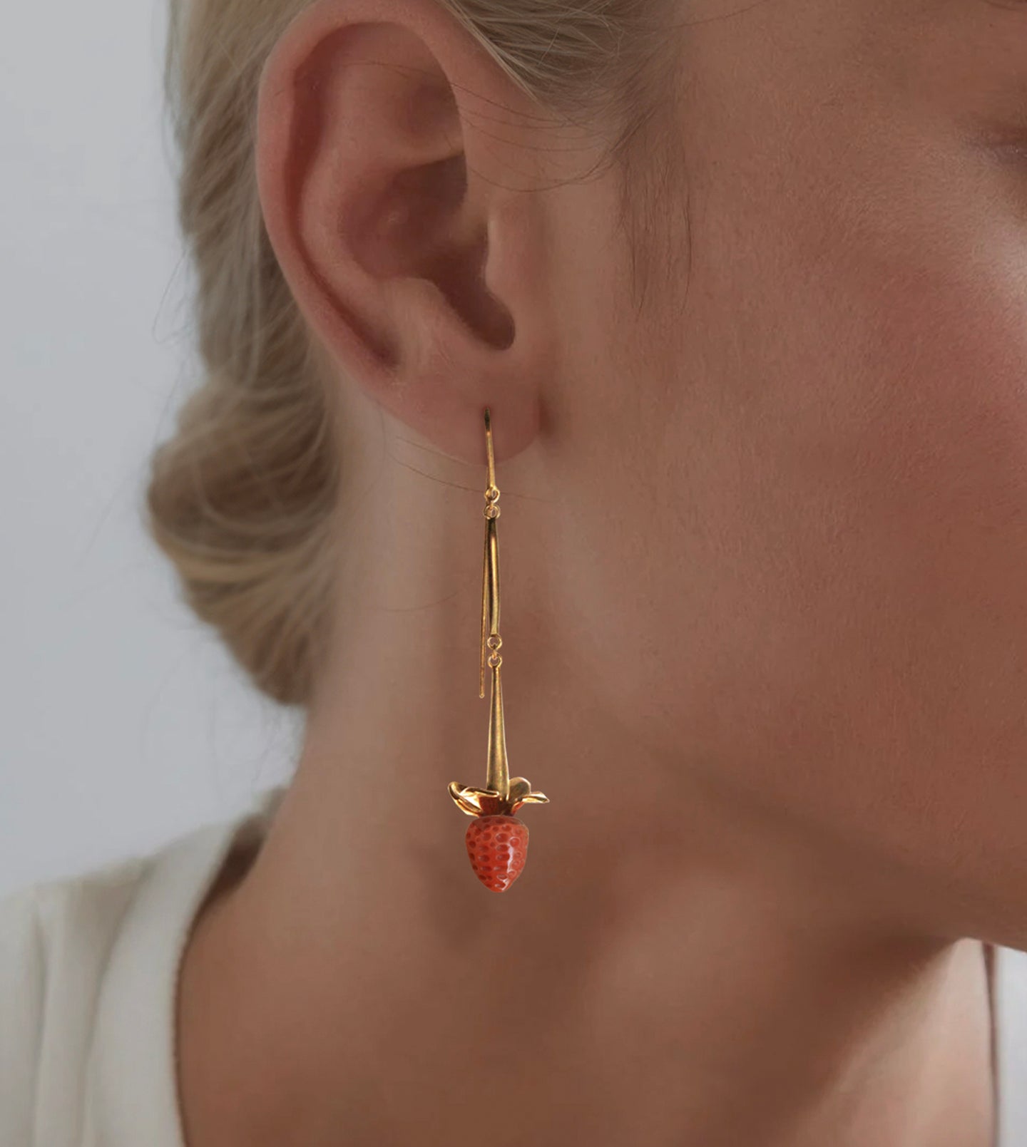 Antique Coral Strawberry Earrings