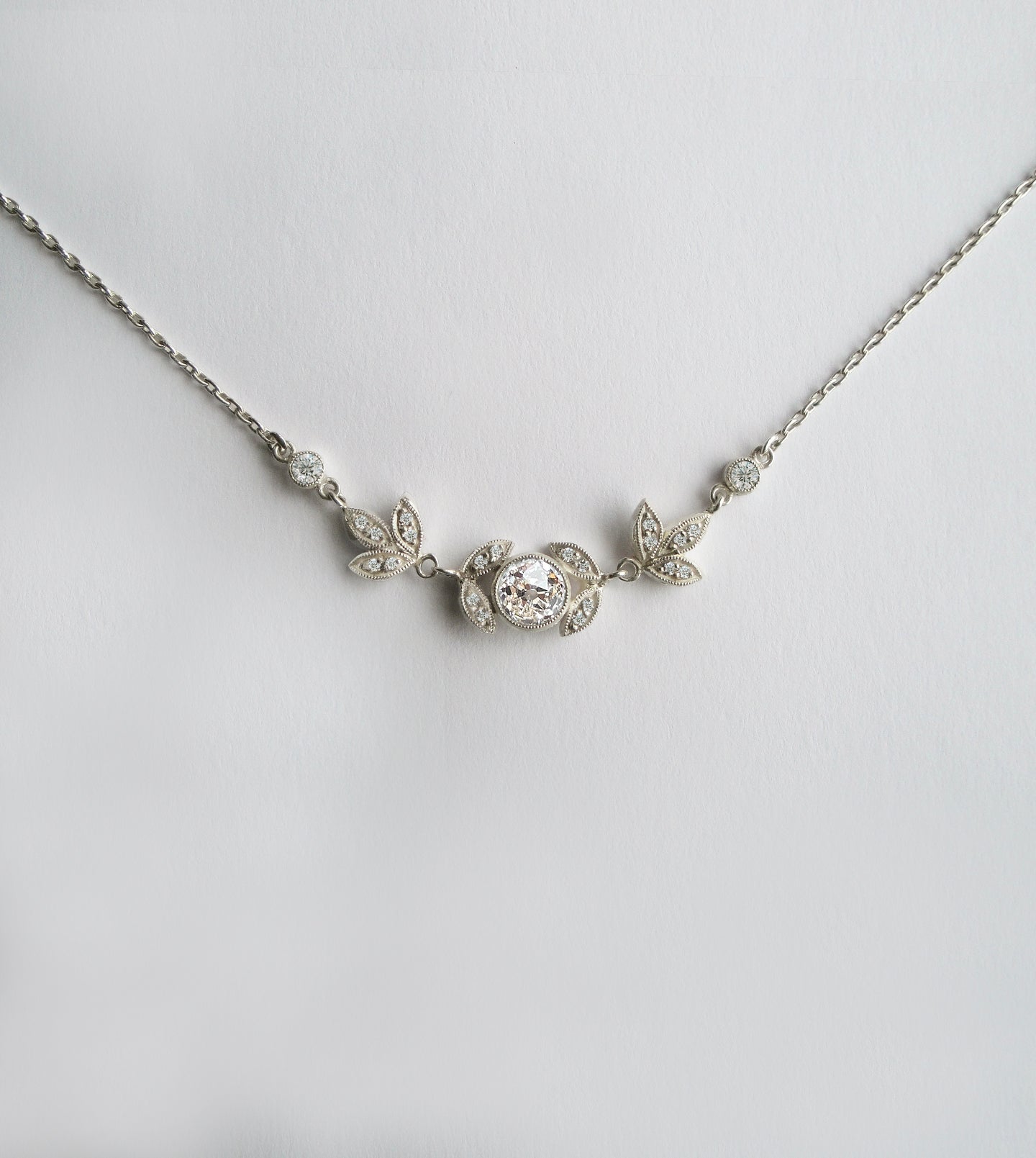 Vintage Diamond Leaf Necklace