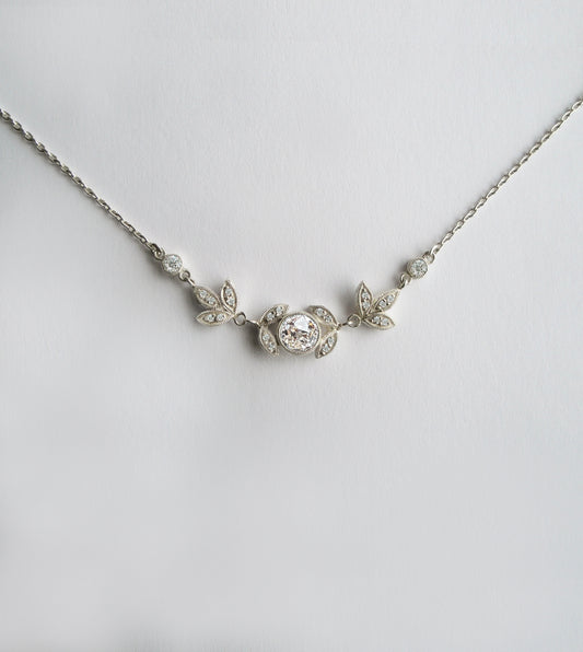 Vintage Diamond Leaf Necklace