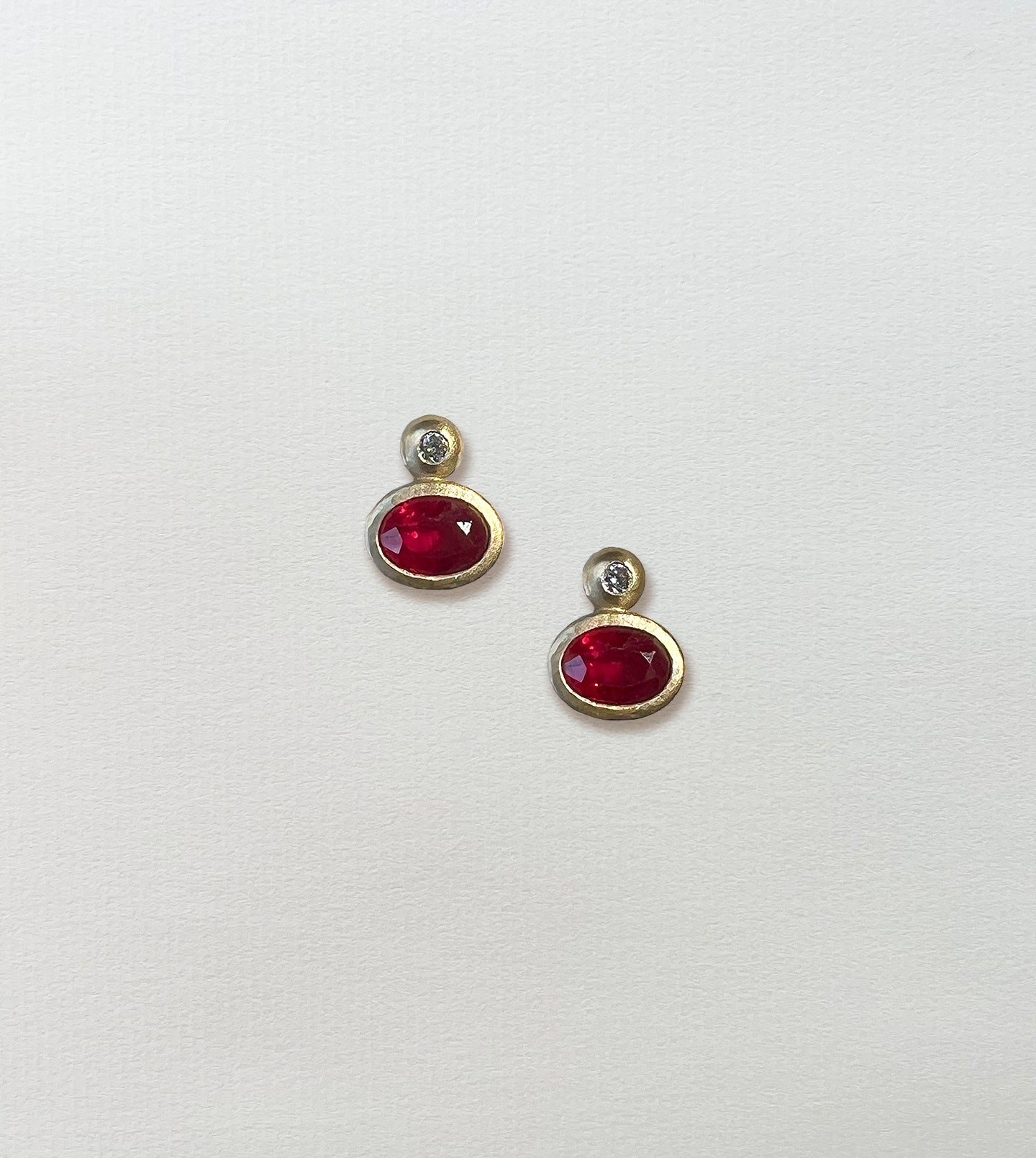 Ruby & Diamond Hand-Carved Earrings