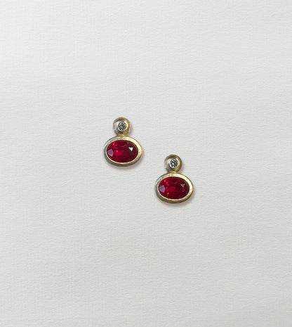 Ruby & Diamond Hand-Carved Earrings