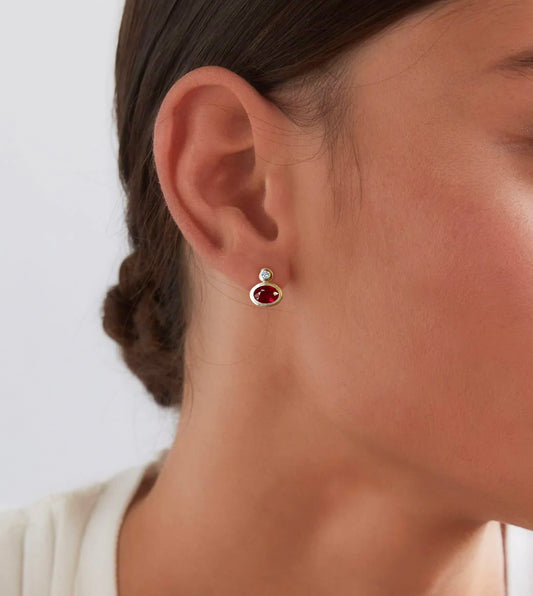 Ruby & Diamond Hand-Carved Earrings