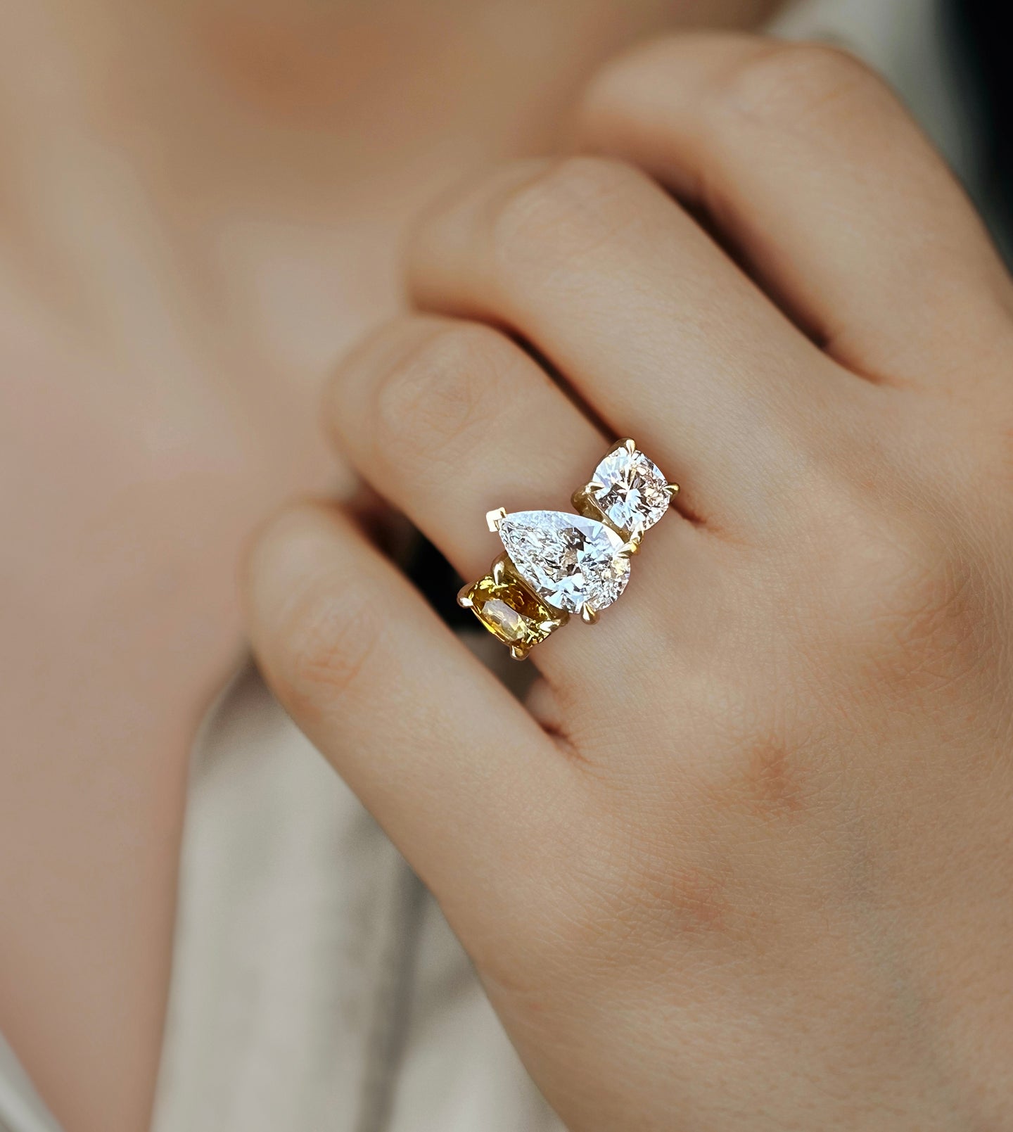 Three-Stone Montana Sapphire Ring