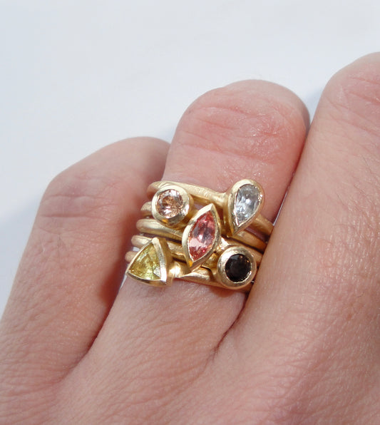 Gold Birthstone Stacking Rings