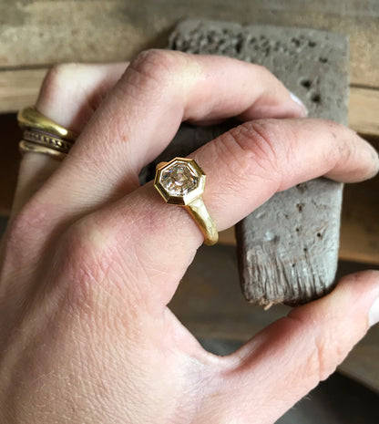 Hand-Carved Asscher Diamond Ring
