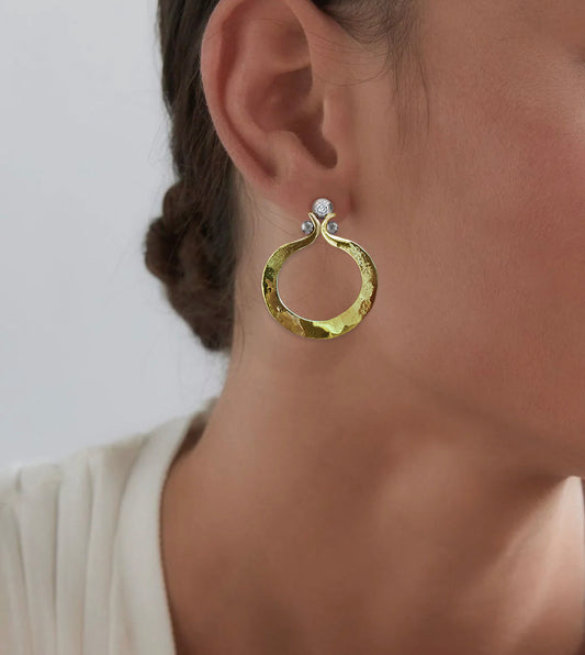 Gold Hoops with Diamond Accents