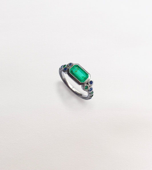 Multi-Colored Emerald & Sapphire Ring