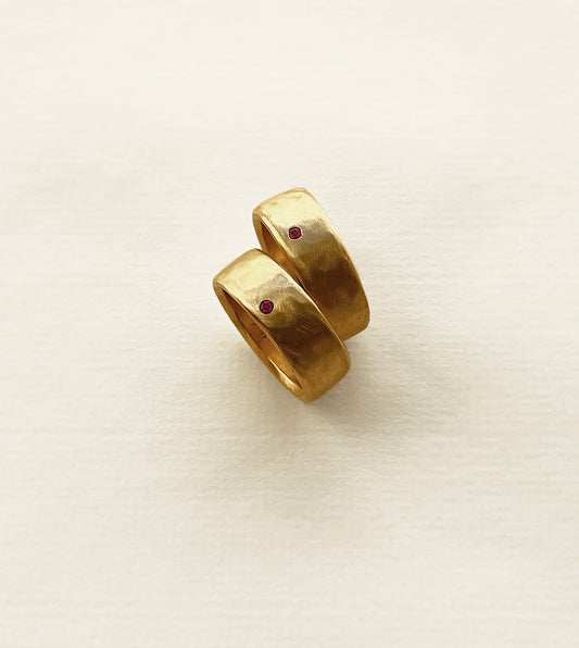 Hand-Carved Ruby Wedding Bands