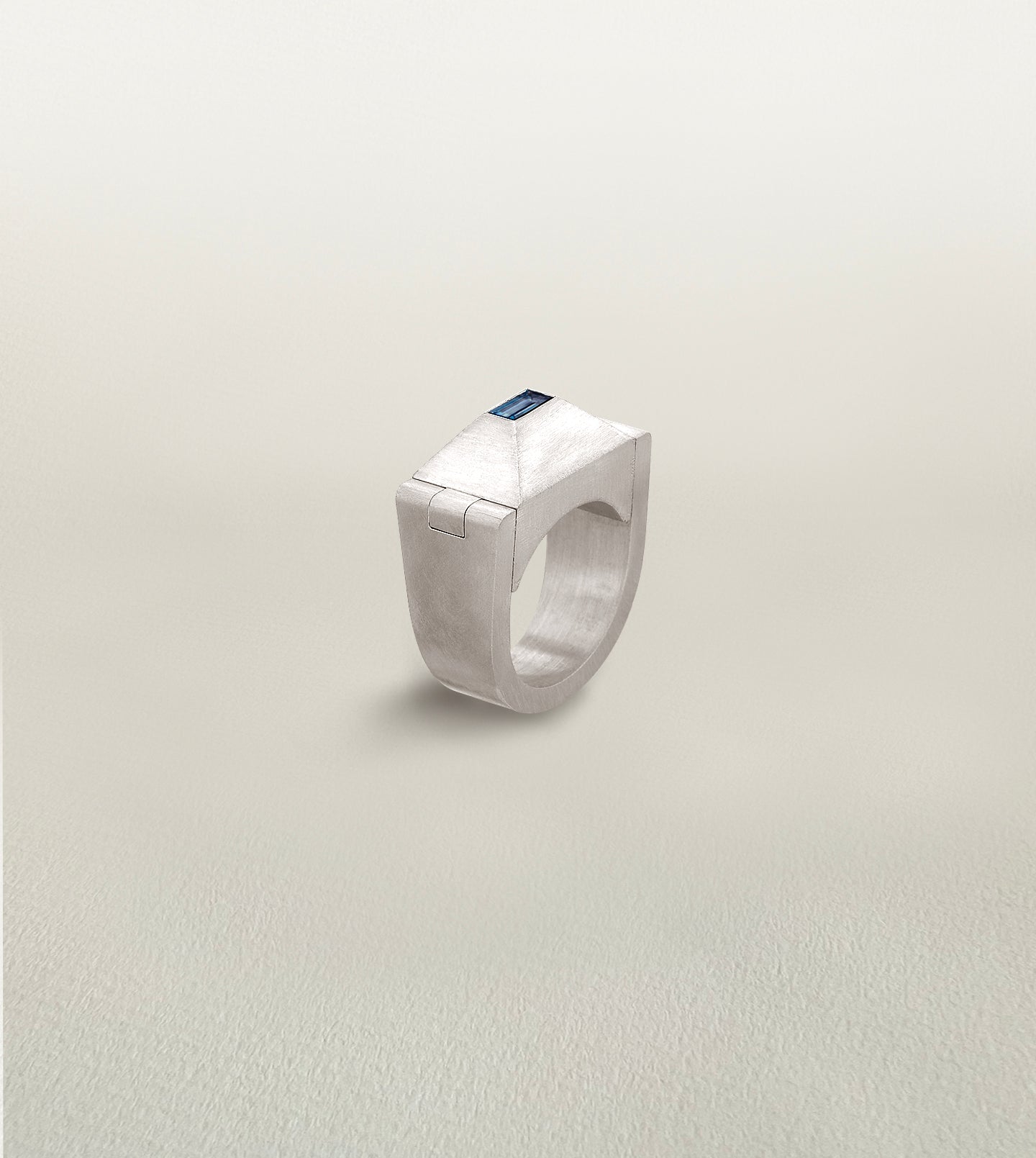 Sapphire Geometric Pyramid Ring