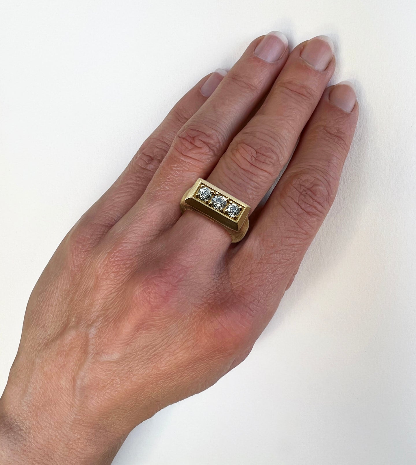 Sculptural Gold Ring with Diamonds