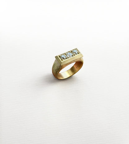 Sculptural Gold Ring with Diamonds
