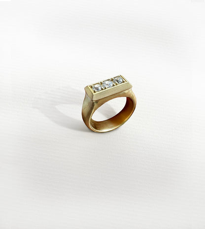 Sculptural Gold Ring with Diamonds