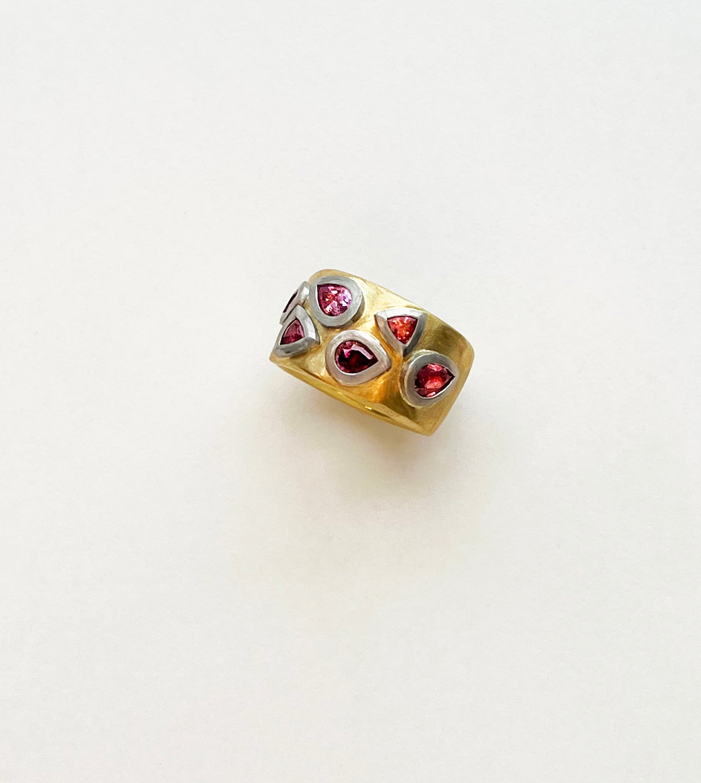 Pink Tourmaline, Sapphire & Ruby Ring