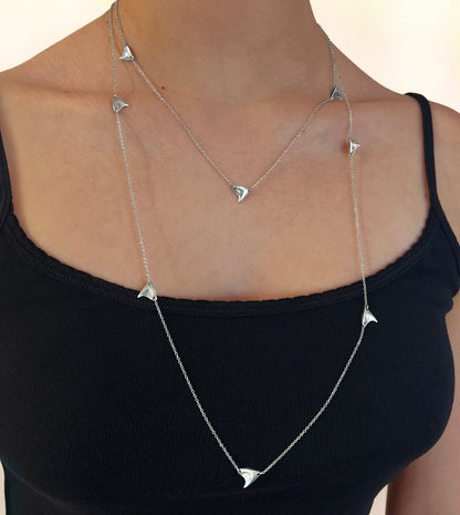 Long Rose Thorn Necklace in Sterling Silver