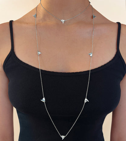 Long Rose Thorn Necklace in Sterling Silver