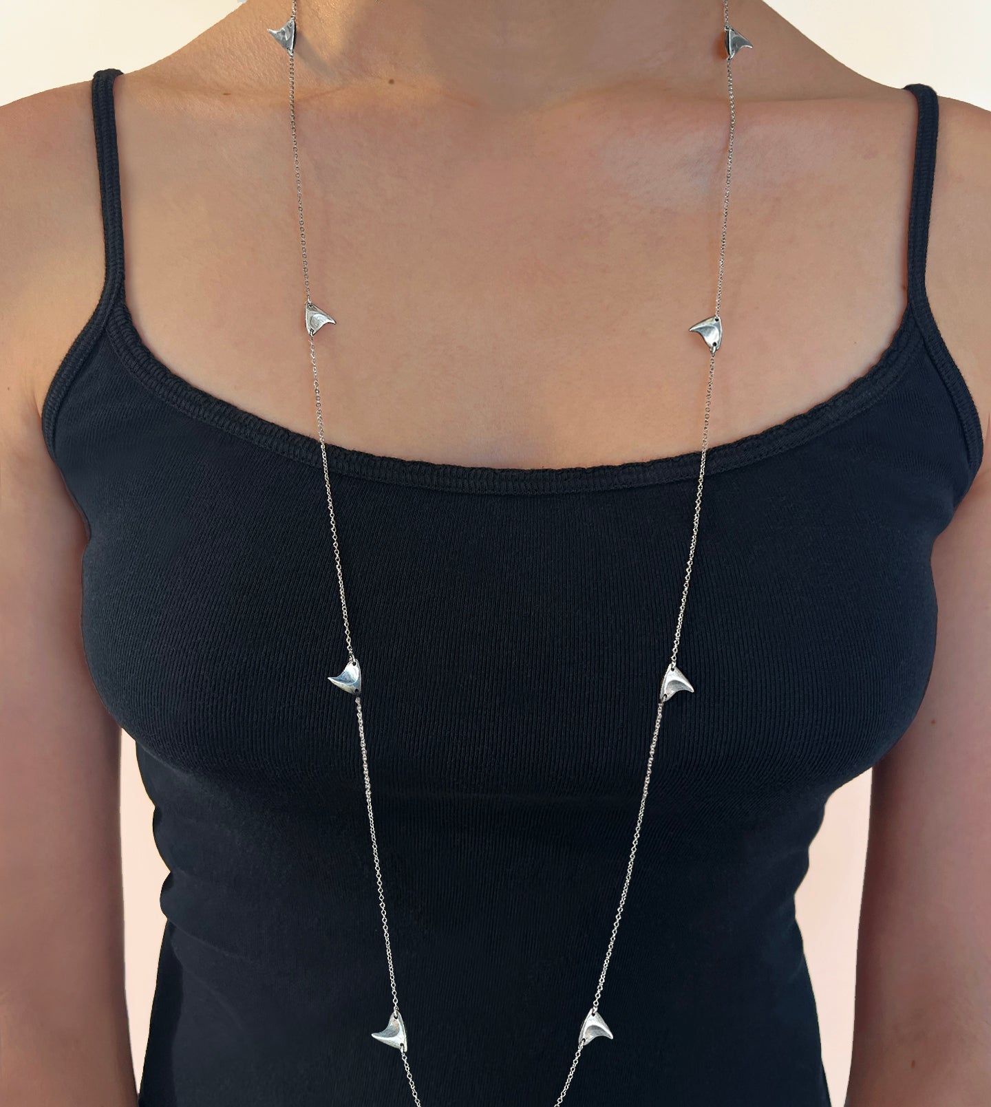 Long Rose Thorn Necklace in Sterling Silver